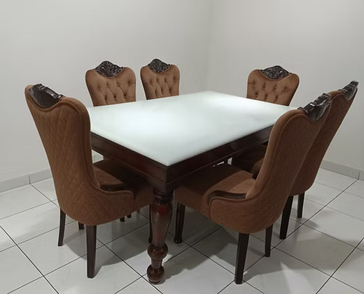 6 seater Marble top Elegant Dining Table Set