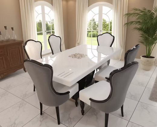 Elegant Marble Top Dining Table Set