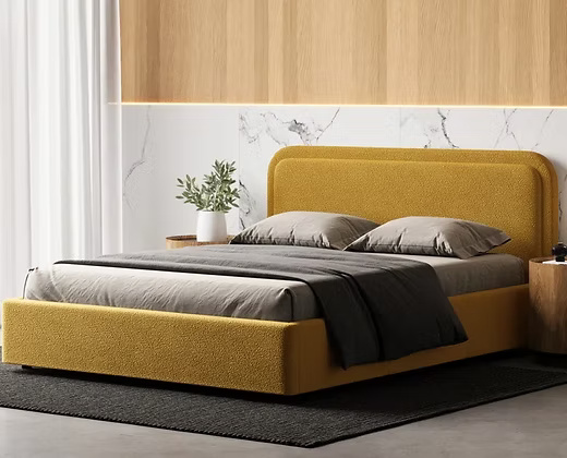 Modern Yellow Upholstered Luxury Bed