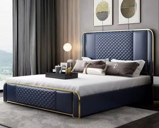 Modern Upholstered Faux Leather Luxury Bed
