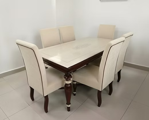 6 Seater Marble top Dining Table Set