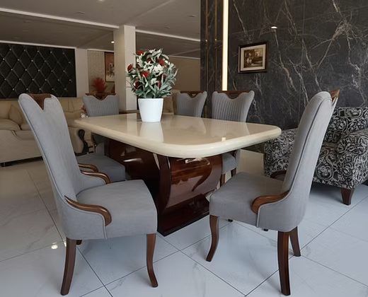 Elegant Marble Top Dining Table Set
