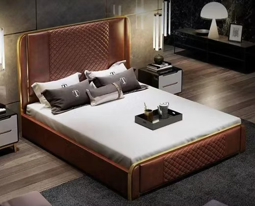 Modern Upholstered Faux Leather Luxury Bed
