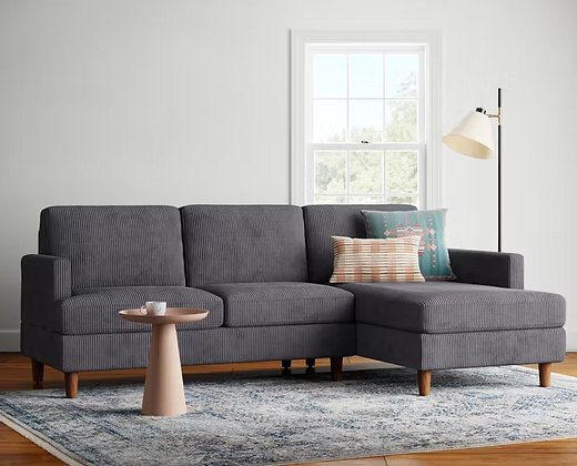 Mid-Century Inspired L-Shaped Sofa with Chaise Lounge