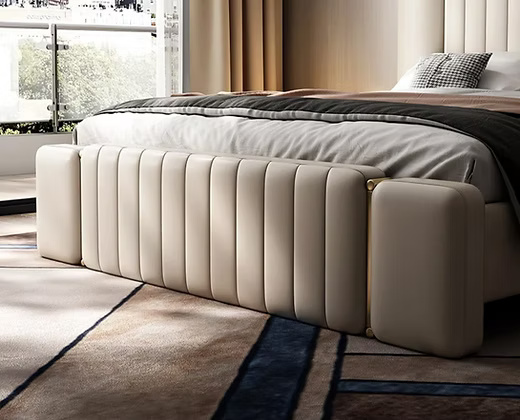 Modern Upholstered Beige Luxury Bed 