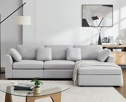 Comfortable Upholstered L-Shaped Sofa with Chaise Lounge