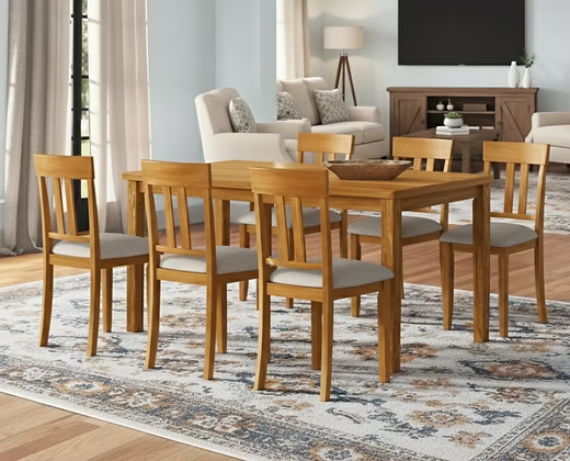 Wooden 6 Seater Dining Table Set