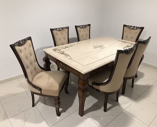 Marble Top Dinning Elegant Dining Table Set