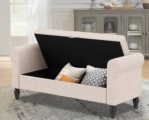 Green velvet storage bench sofa