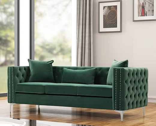Velvet 3 Seater Modern tufted sofa