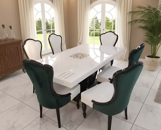 Elegant Marble Top Dining Table Set
