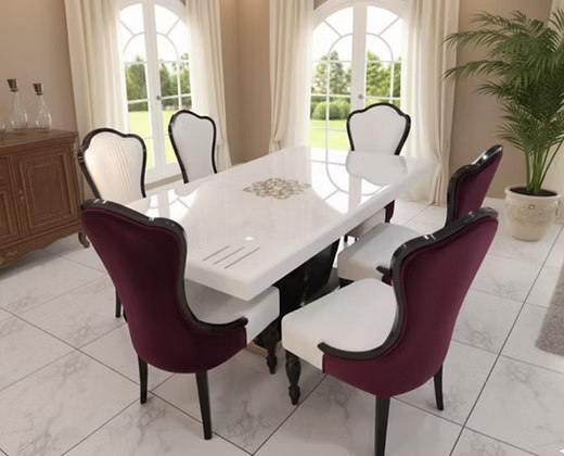 Elegant Marble Top Dining Table Set
