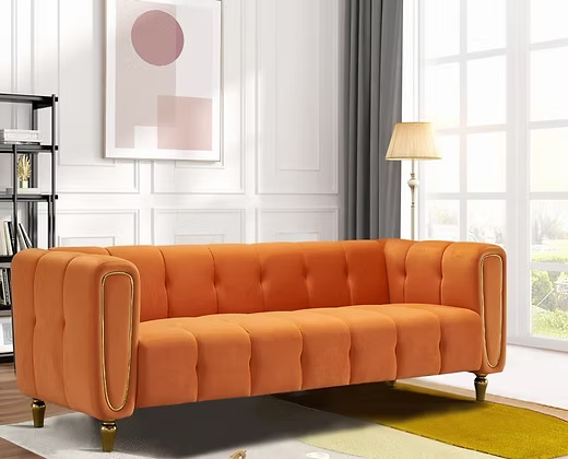 3 Seater velvet tufted sofa with a unique design
