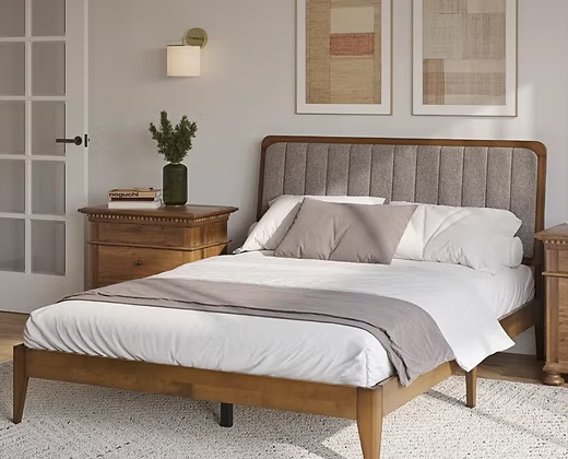 Upholstered headboard Wooden Bed
