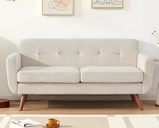  3 Seater Sofa with High Back & Hand Rest Mustard Yellow Multi shade Fabric (Material  Mango wood )