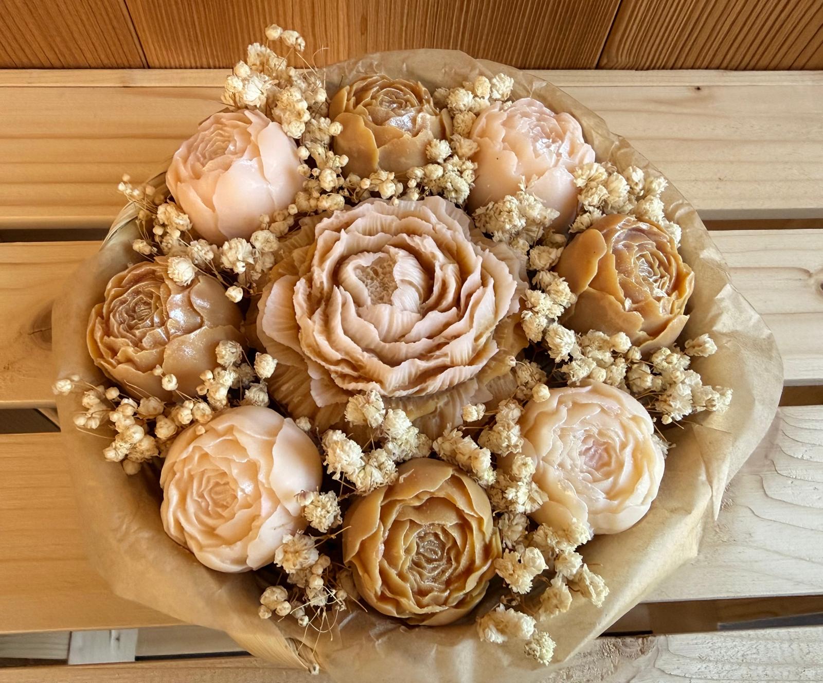 Bouquet fondants parfumés - Pivoines - Rose -- Beige  - 200g 