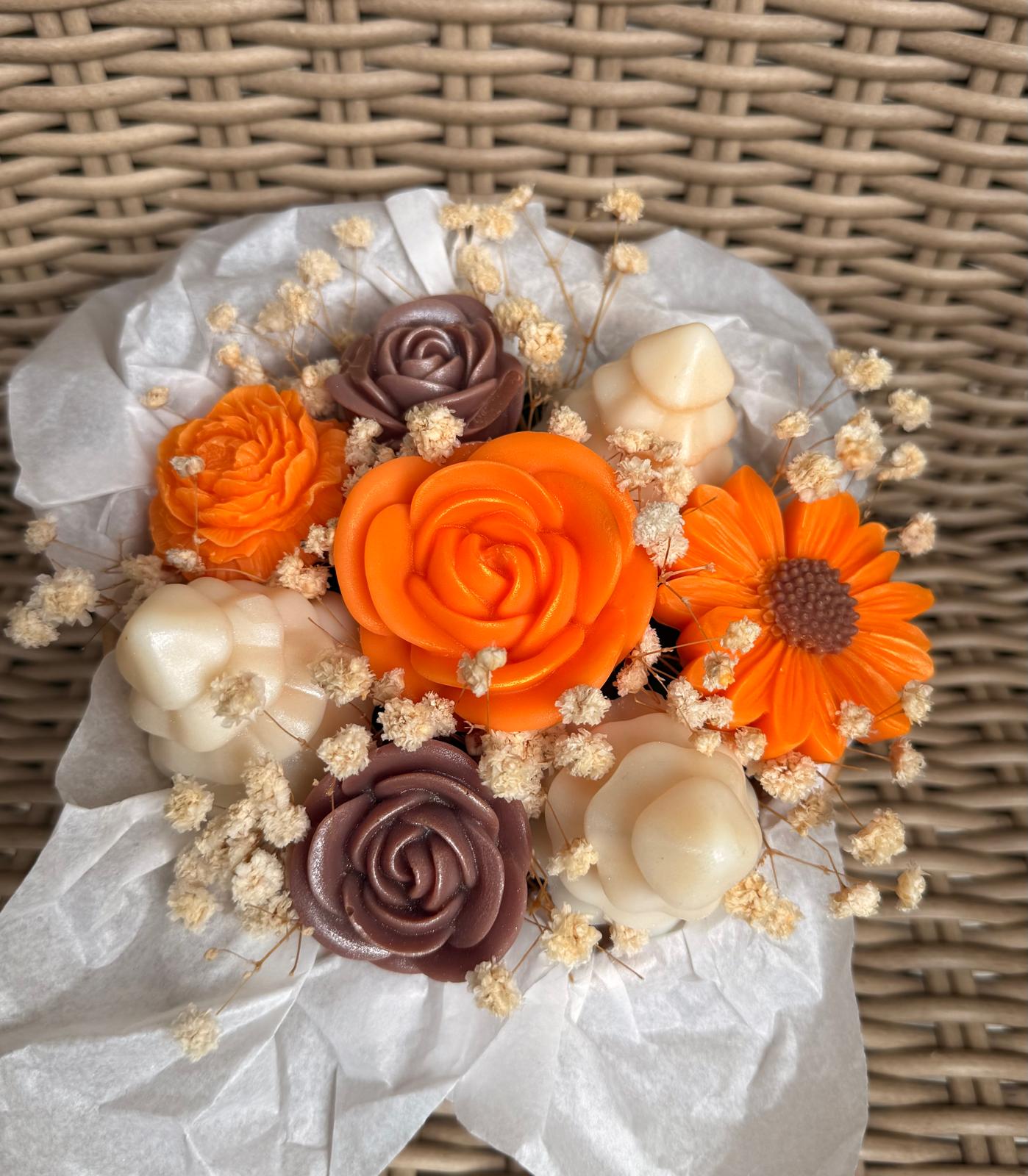 Bouquet fondants parfumés - orange , brun , blanc  - 200g 