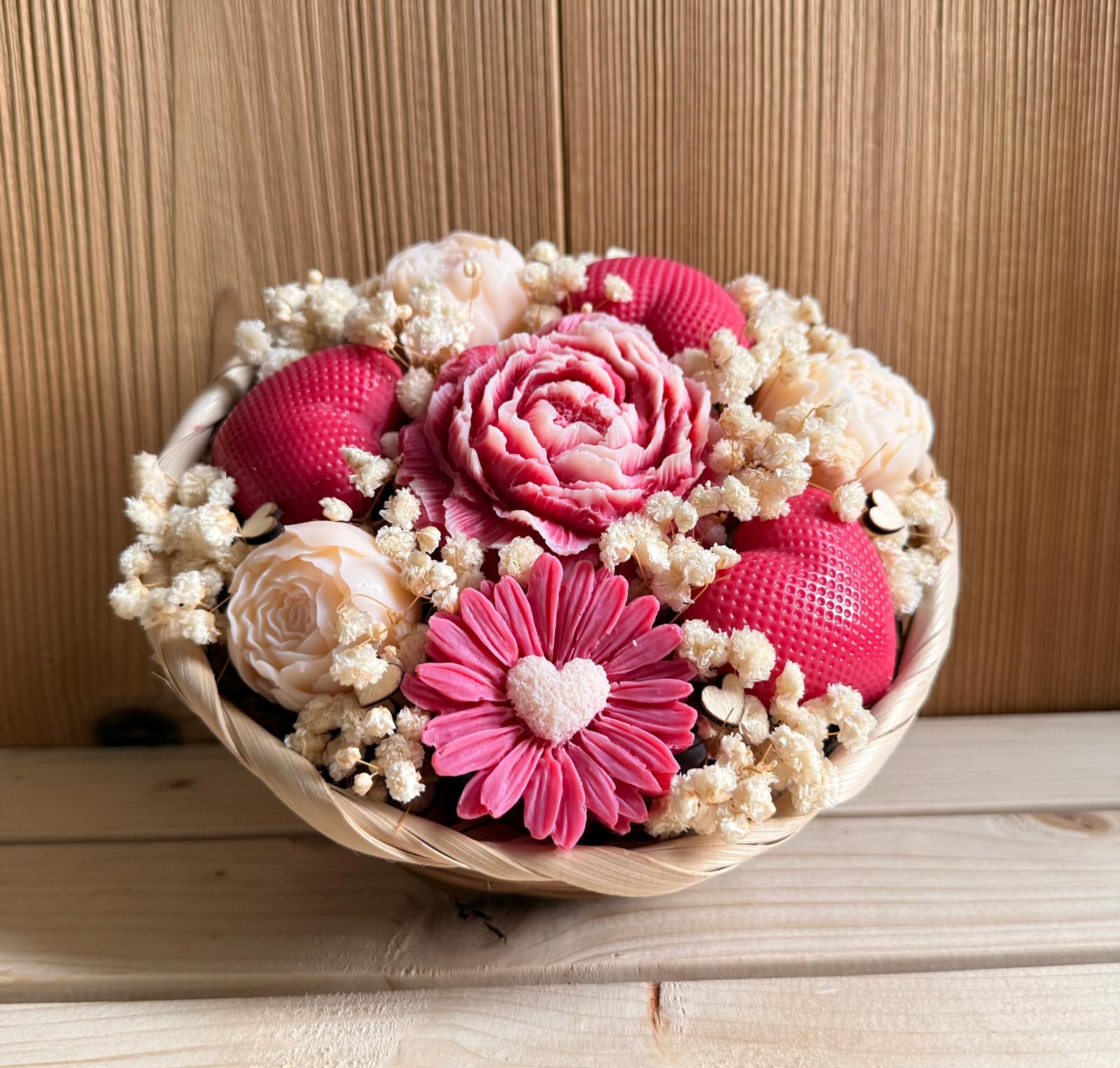 Bouquet fondants parfumés - Pivoines - cœurs Rouge . 200g 