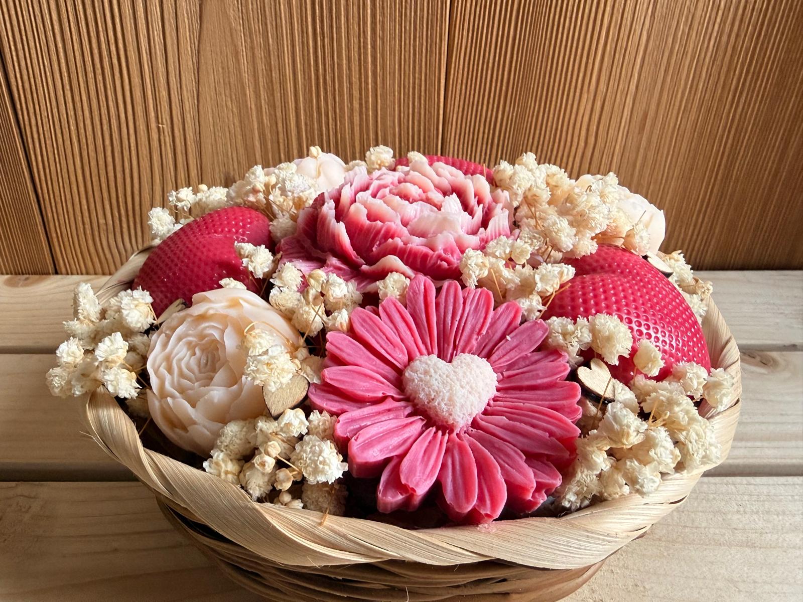 Bouquet fondants parfumés - Pivoines - cœurs Rouge . 200g 