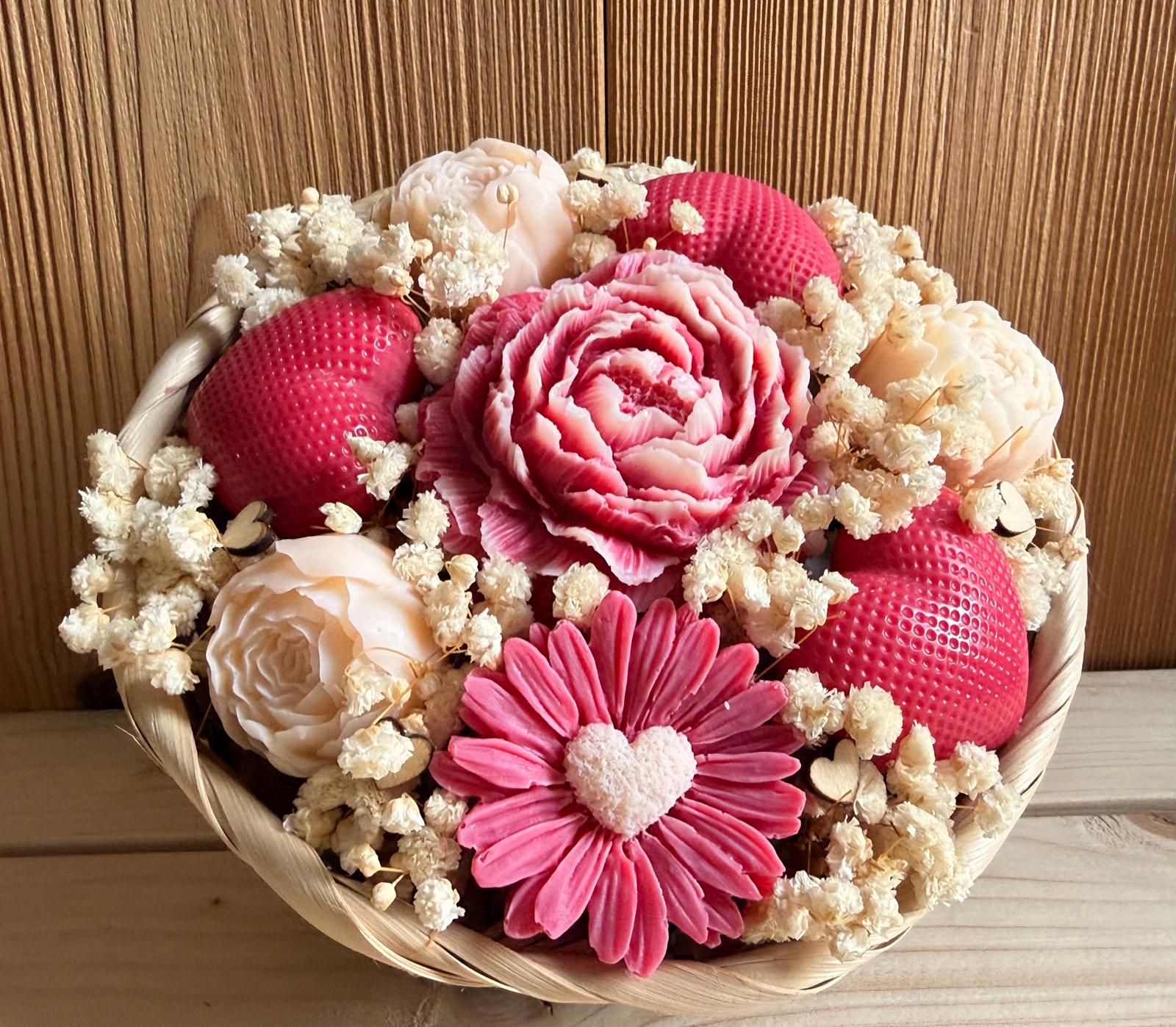 Bouquet fondants parfumés - Pivoines - cœurs Rouge . 200g 