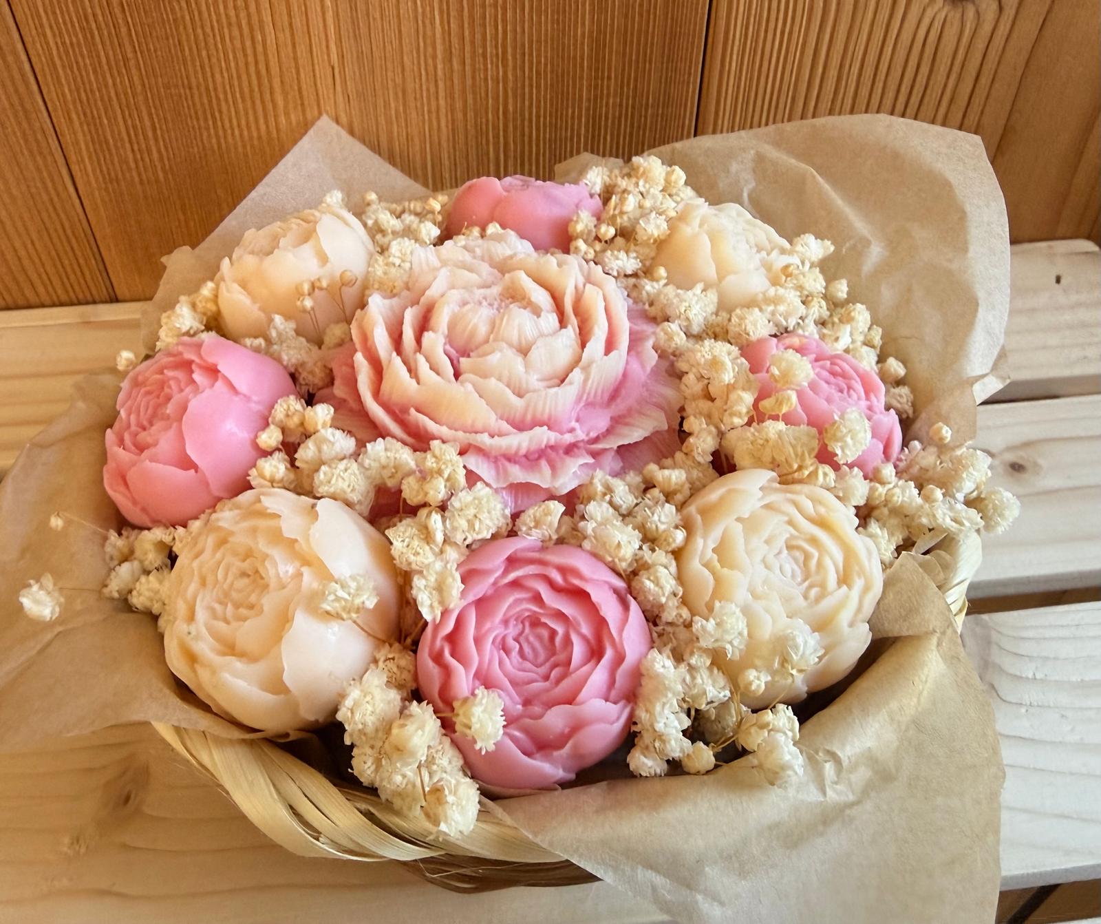 Bouquet fondants parfumés - Pivoines . Rose et blanc - 200g 