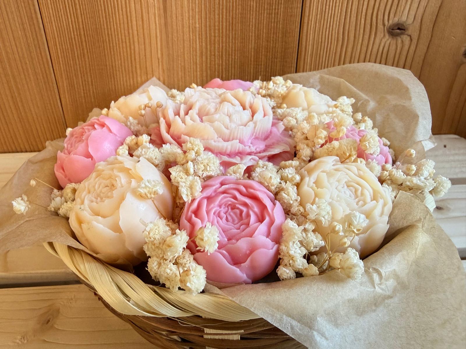 Bouquet fondants parfumés - Pivoines . Rose et blanc - 200g 