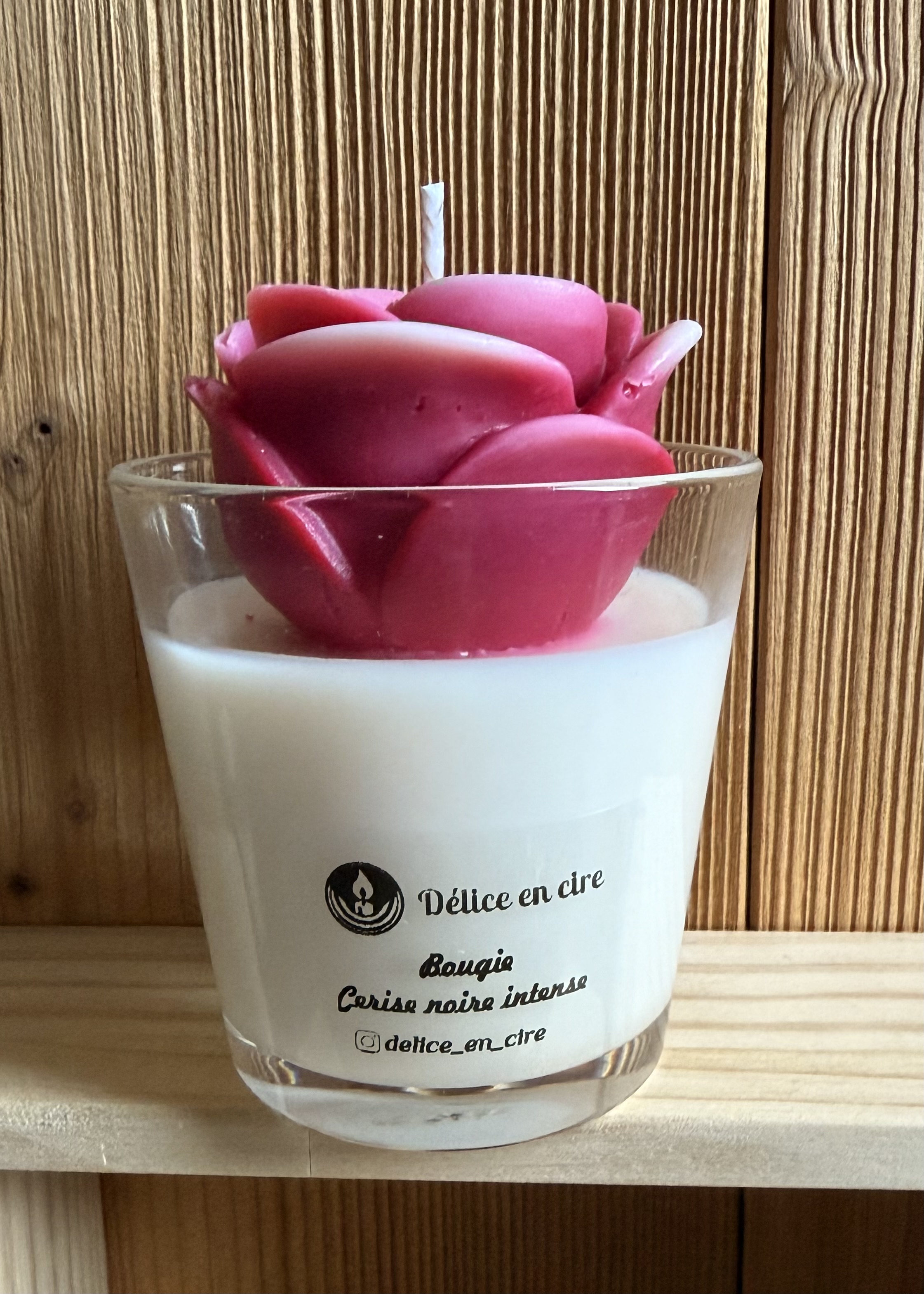 Bougie avec Rose Rouge 