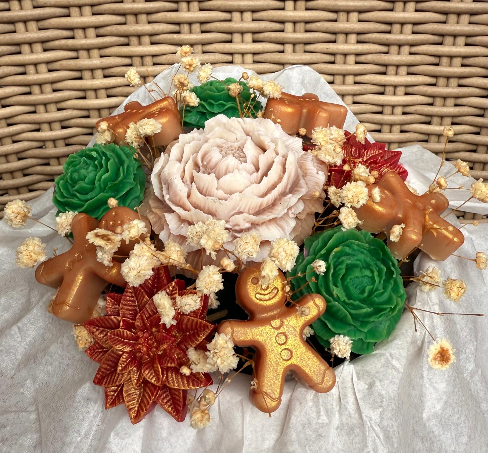 Bouquet fondants parfumés - brun, vert avec des pains d'épices  - 200g 