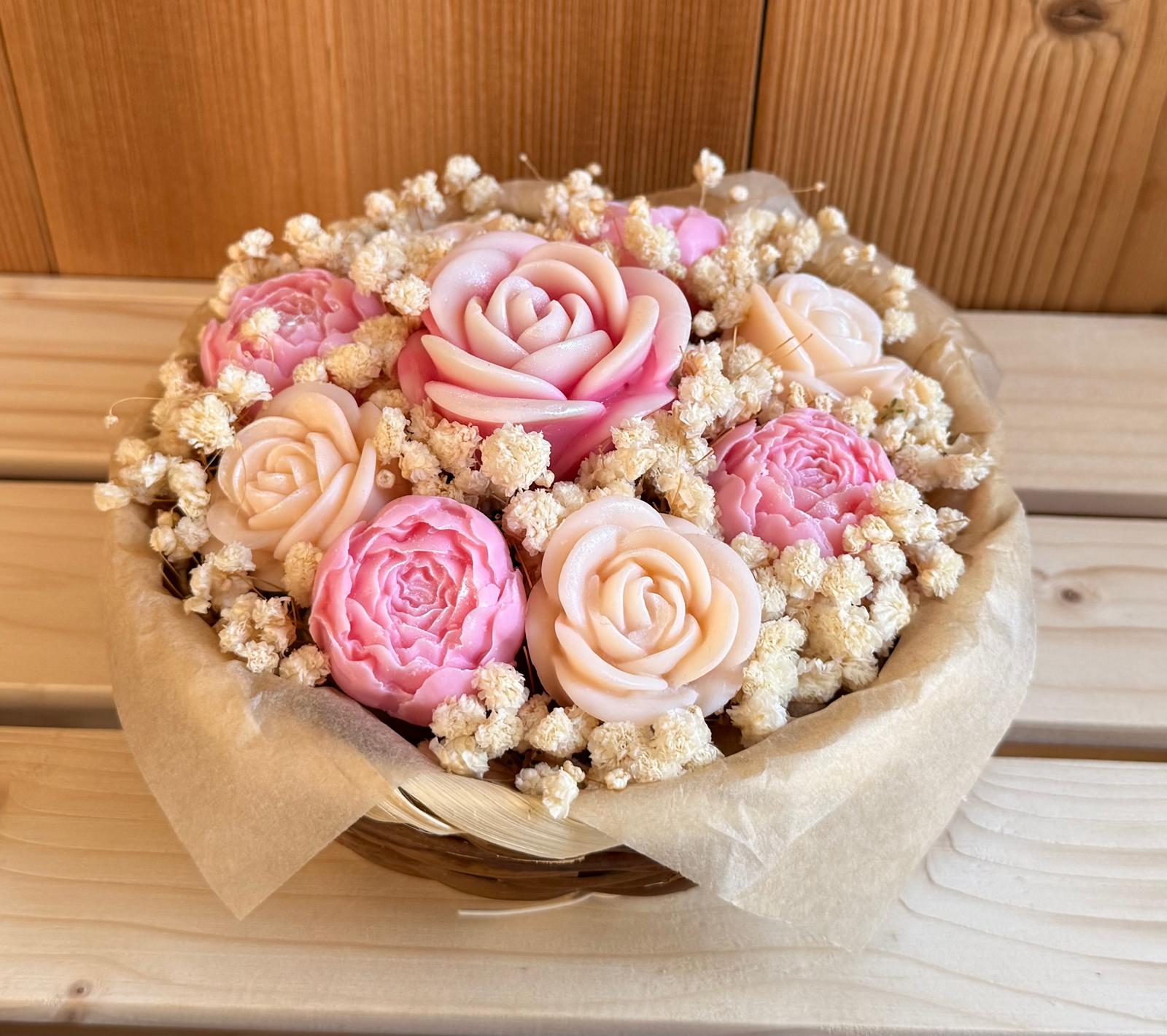 Bouquet fondants parfumés - Pivoines - Rose -- rose et blanc - 200g 