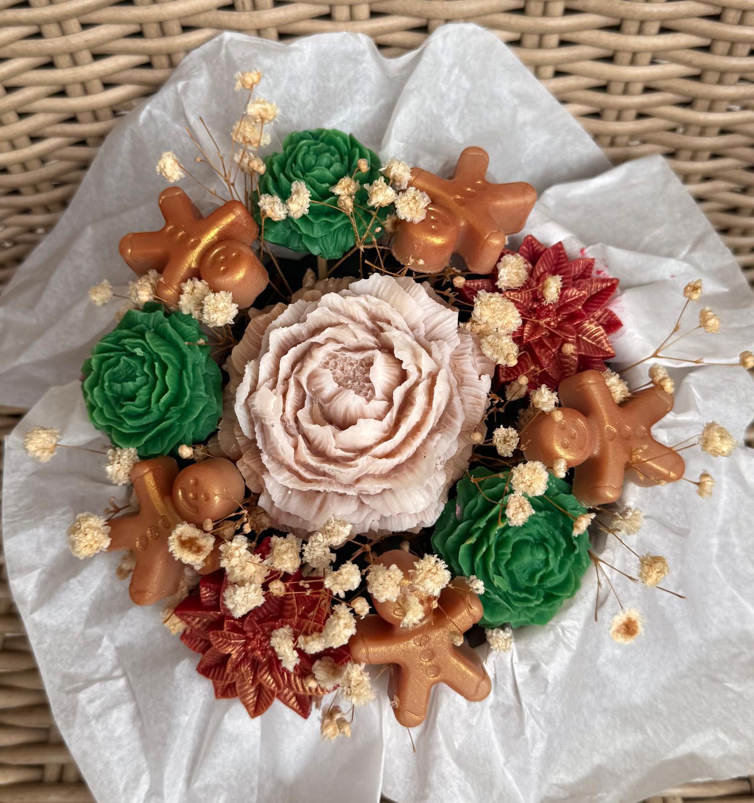 Bouquet fondants parfumés - brun, vert avec des pains d'épices  - 200g 