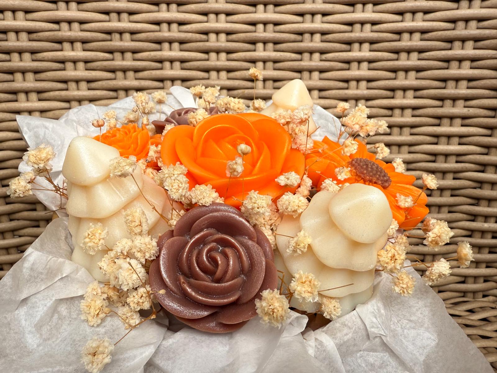 Bouquet fondants parfumés - orange , brun , blanc  - 200g 