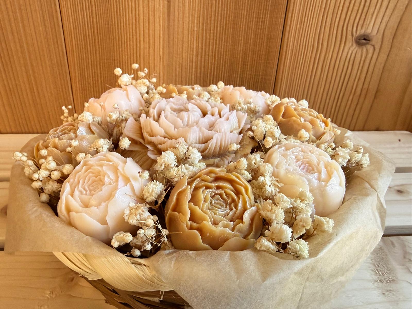 Bouquet fondants parfumés - Pivoines - Rose -- Beige  - 200g 