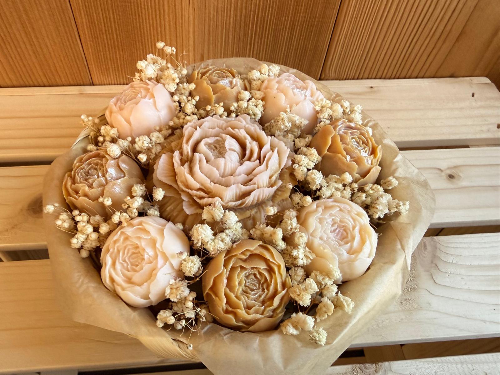 Bouquet fondants parfumés - Pivoines - Rose -- Beige  - 200g 