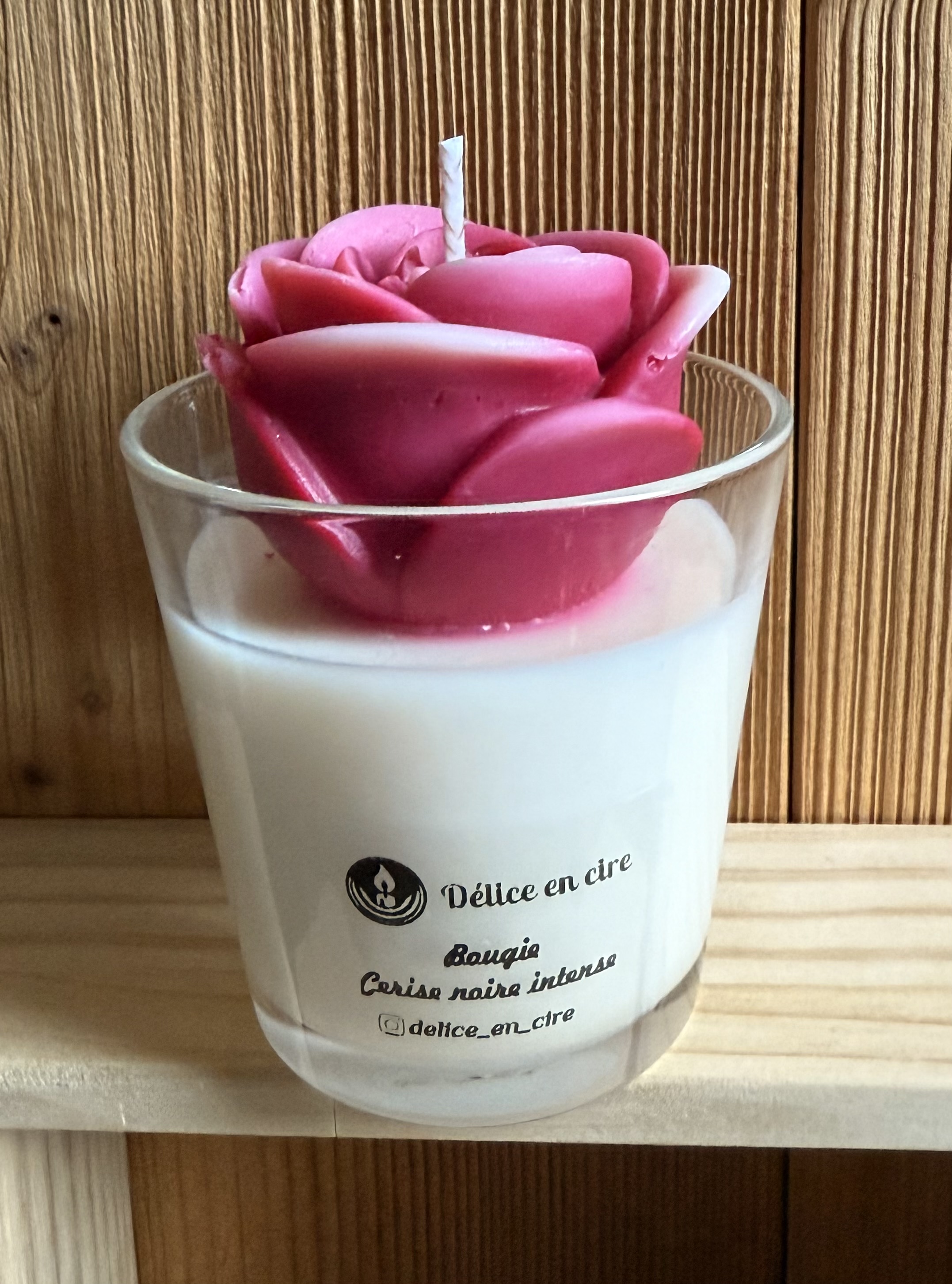 Bougie avec Rose Rouge 