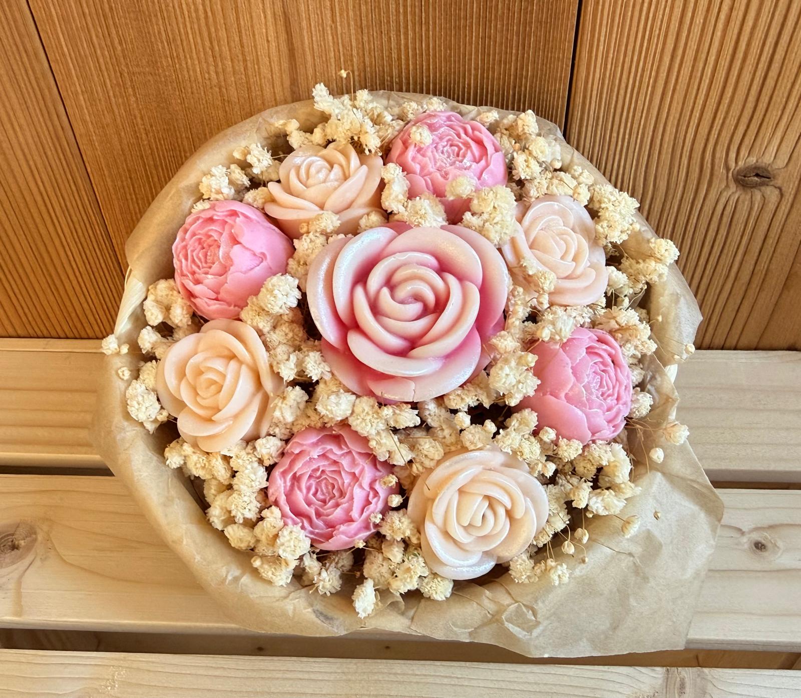 Bouquet fondants parfumés - Pivoines - Rose -- rose et blanc - 200g 