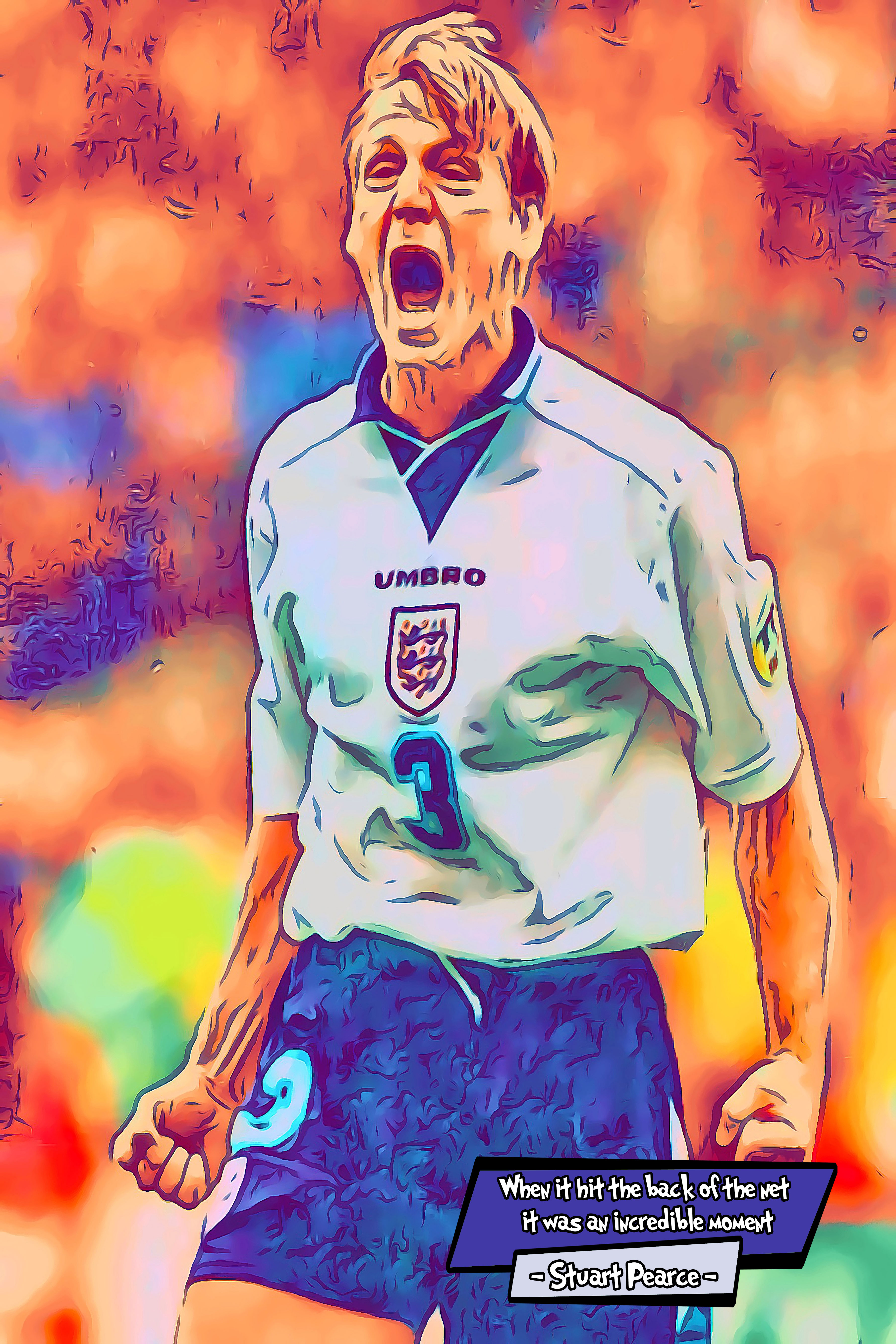 [STUART PEARCE - EURO 96]– Comic Icons Art (Available in 3 formats and 3 different sizes)