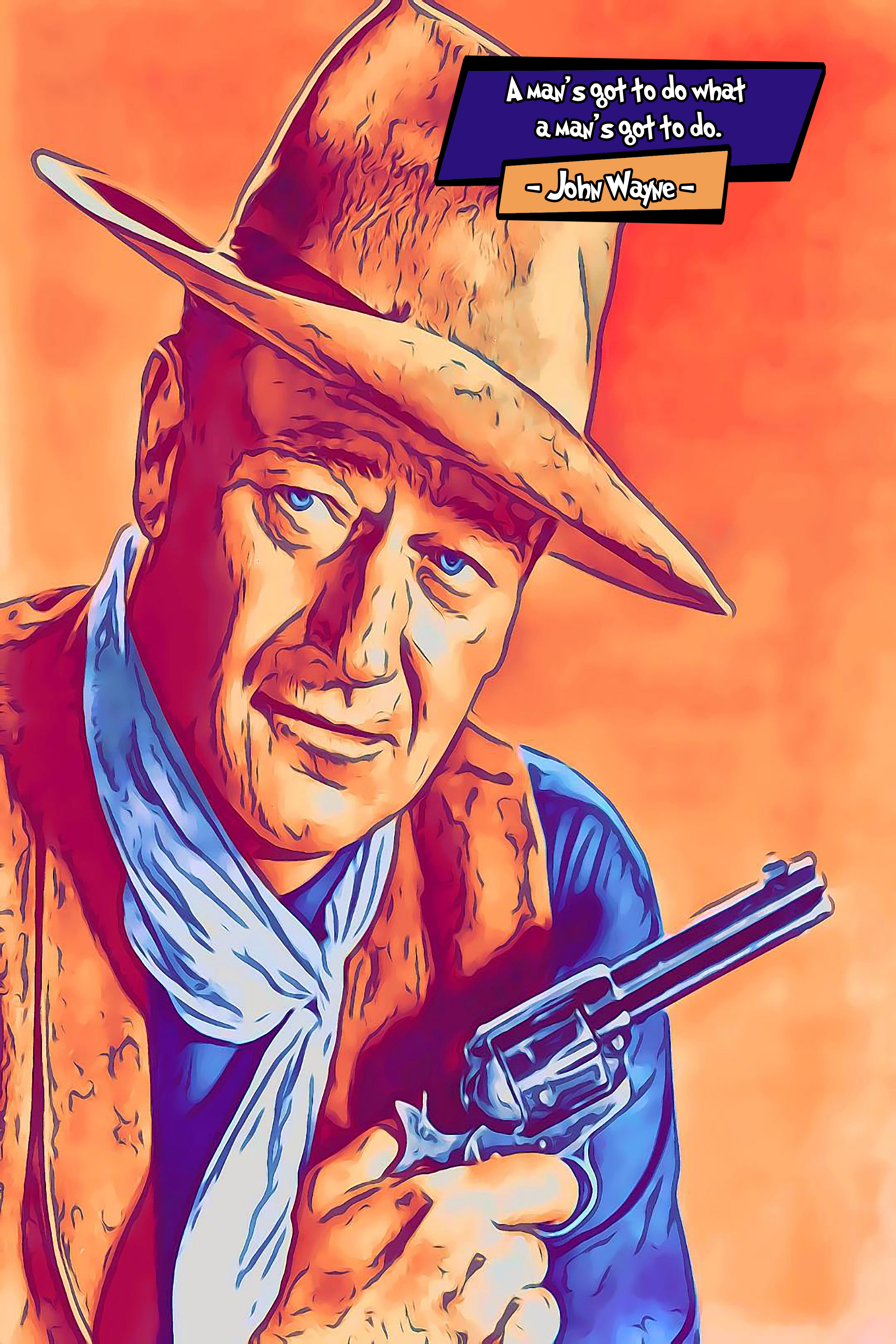 [JOHN WAYNE]– Comic Icons Art (Available in 3 formats and 3 different sizes)