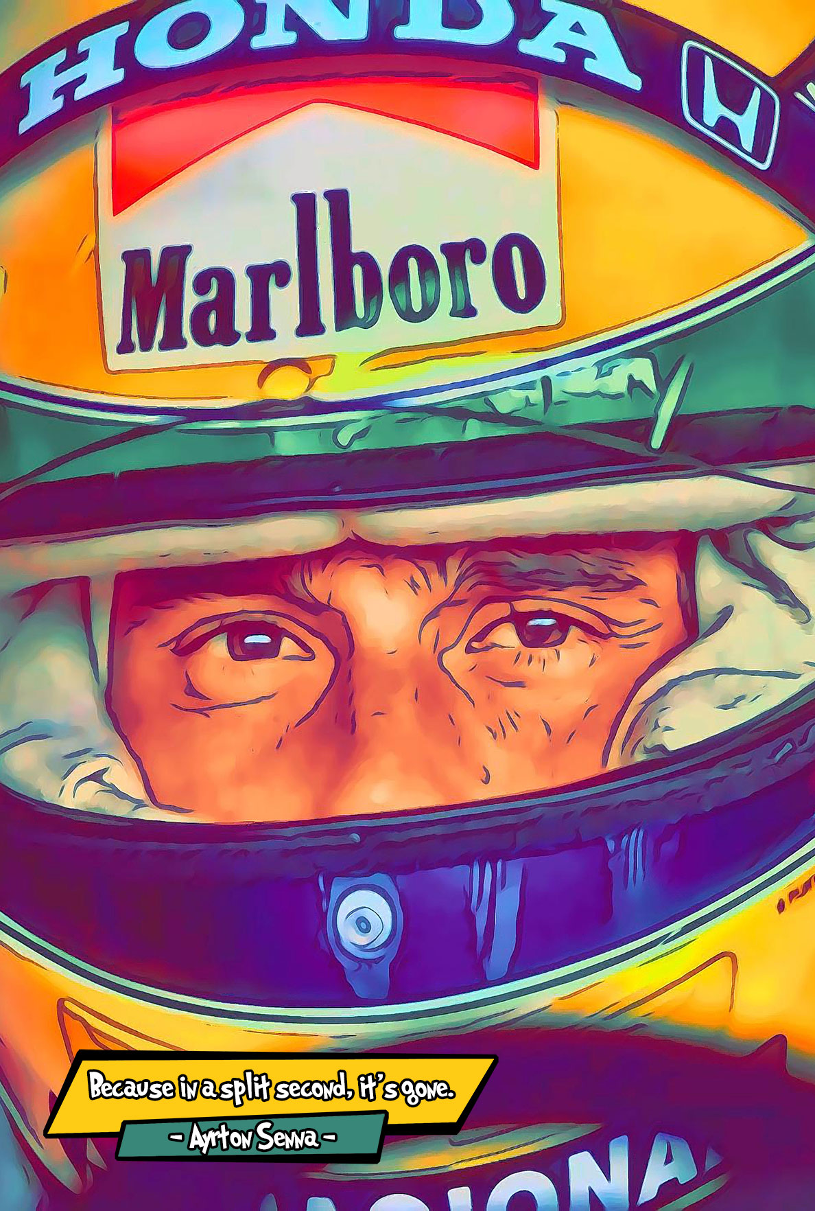 [AYRTON SENNA]– Comic Icons Art (Available in 3 formats and 3 different sizes)