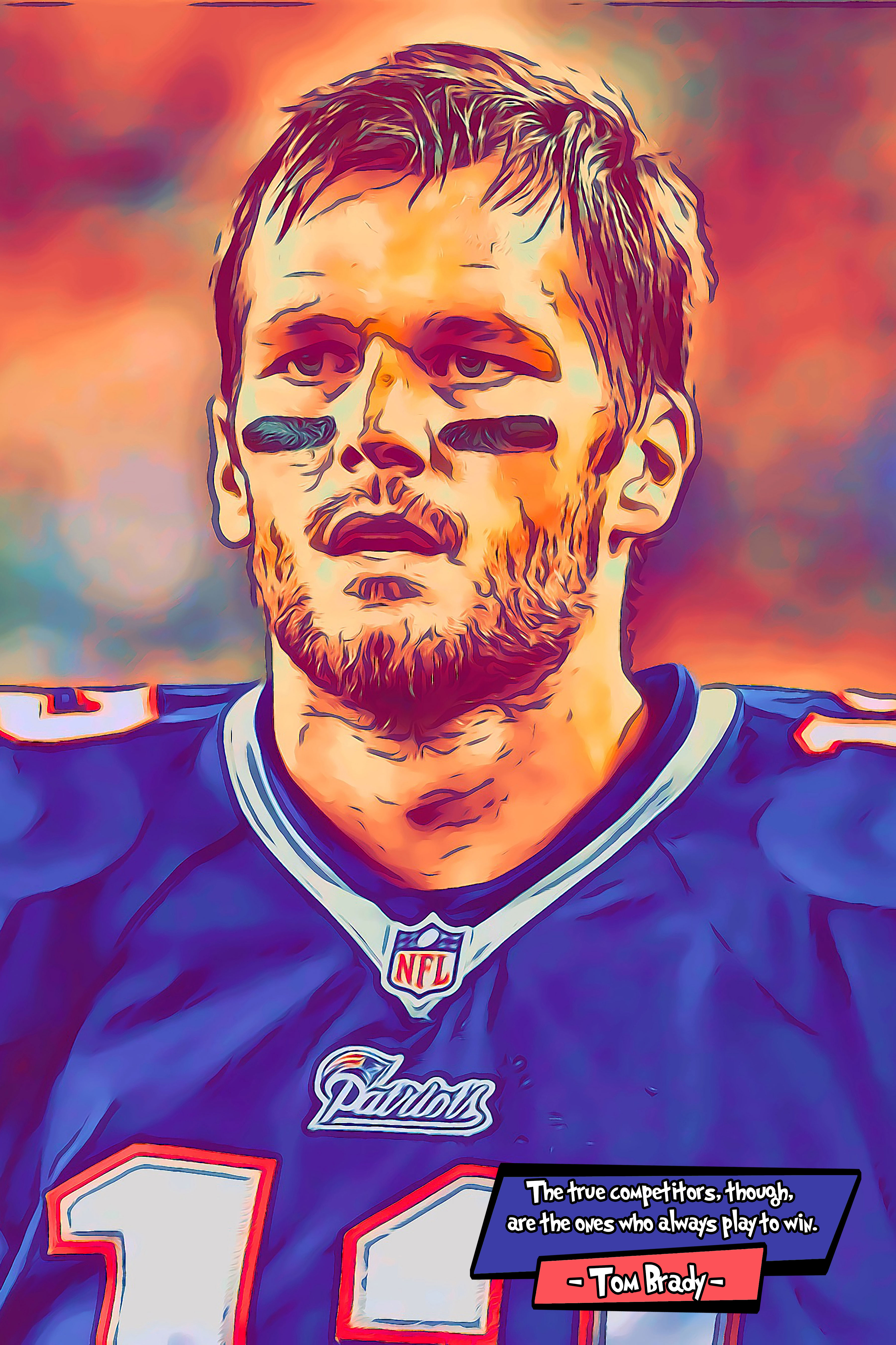 [TOM BRADY]– Comic Icons Art (Available in 3 formats and 3 different sizes)