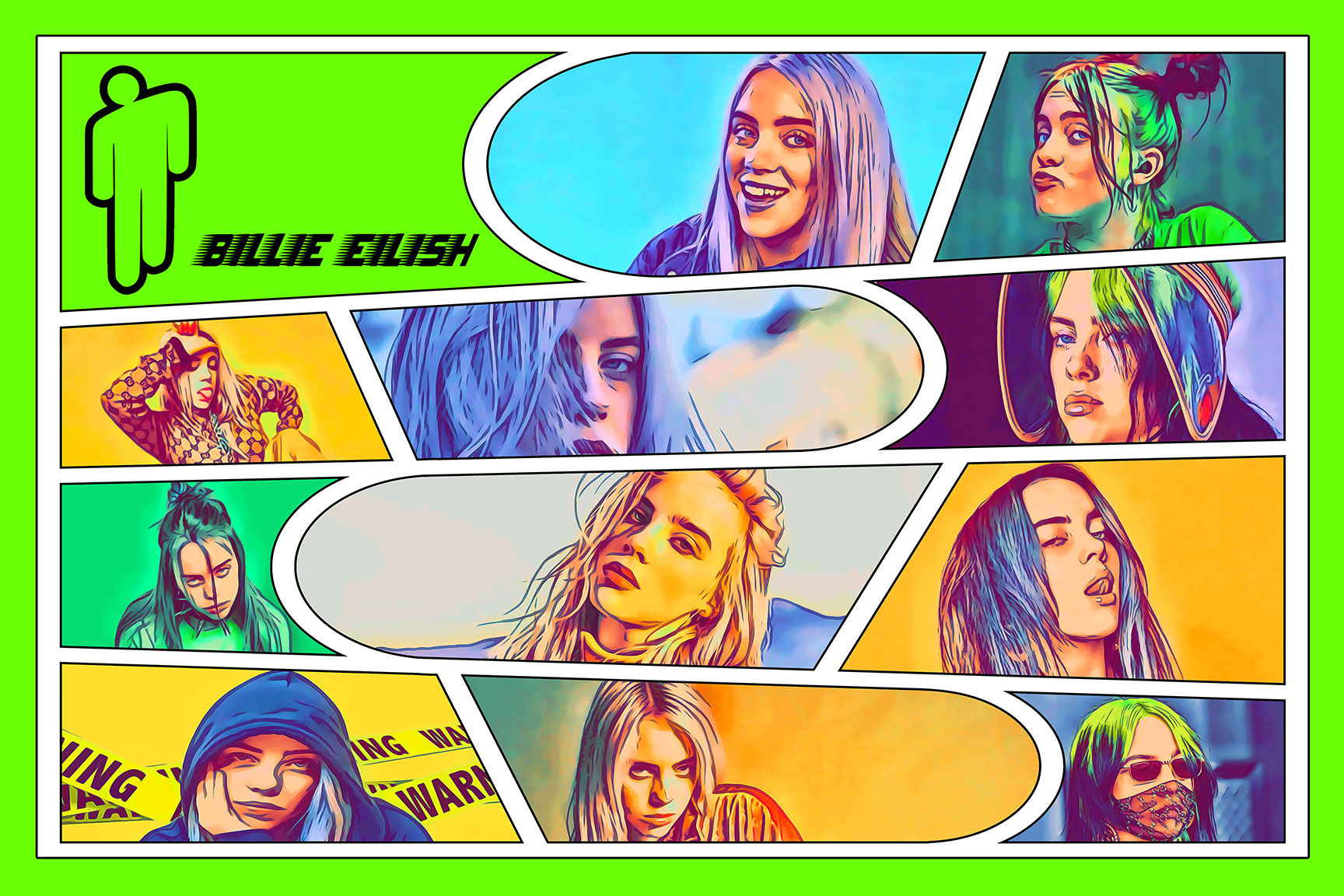 [BILLIE EILISH] – Comic Strip Art (Available in 3 formats and 3 different sizes)