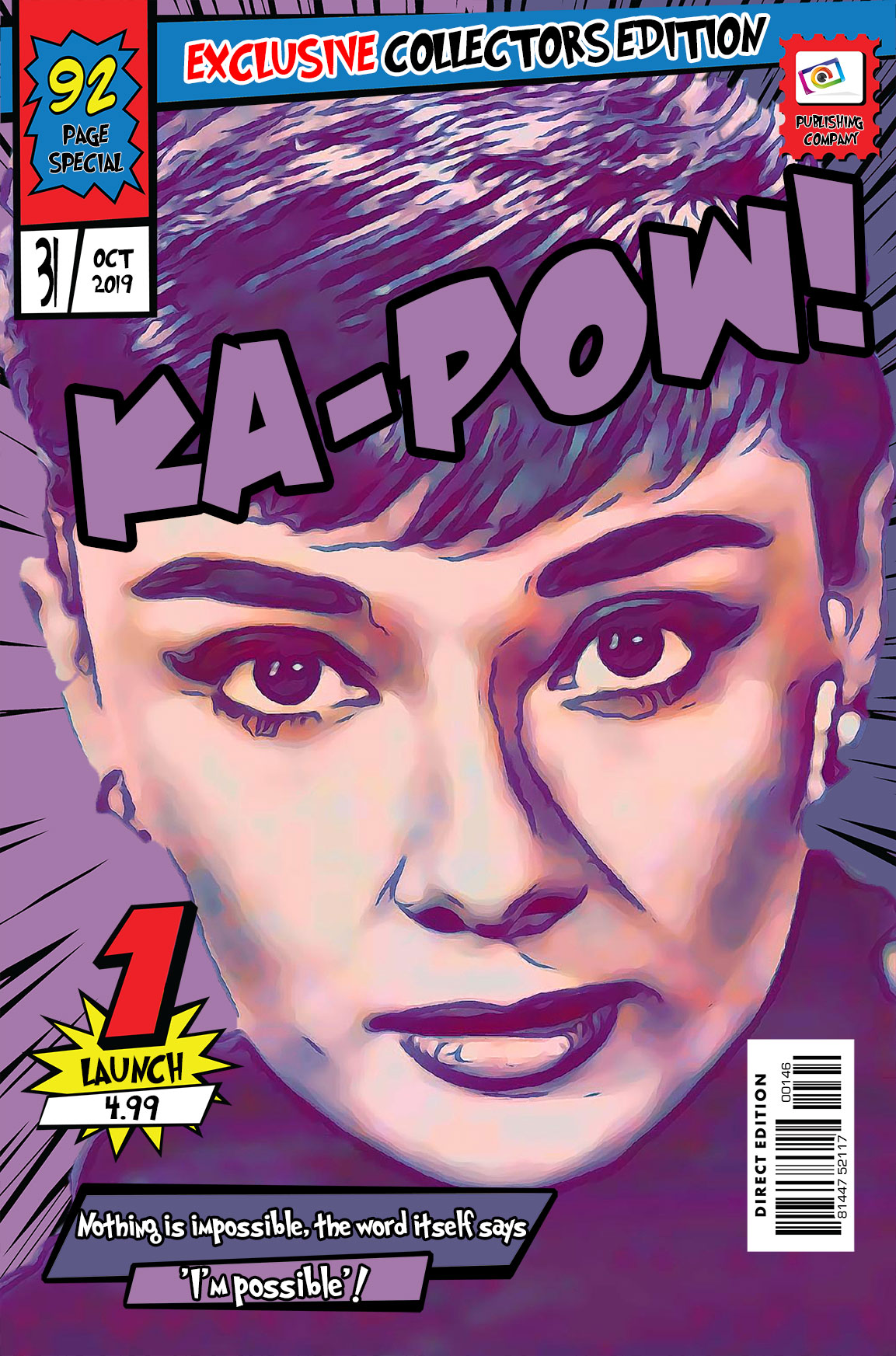 [AUDREY HEPBURN] – Comic Book Cover Art (Available in 3 formats and 3 different sizes)