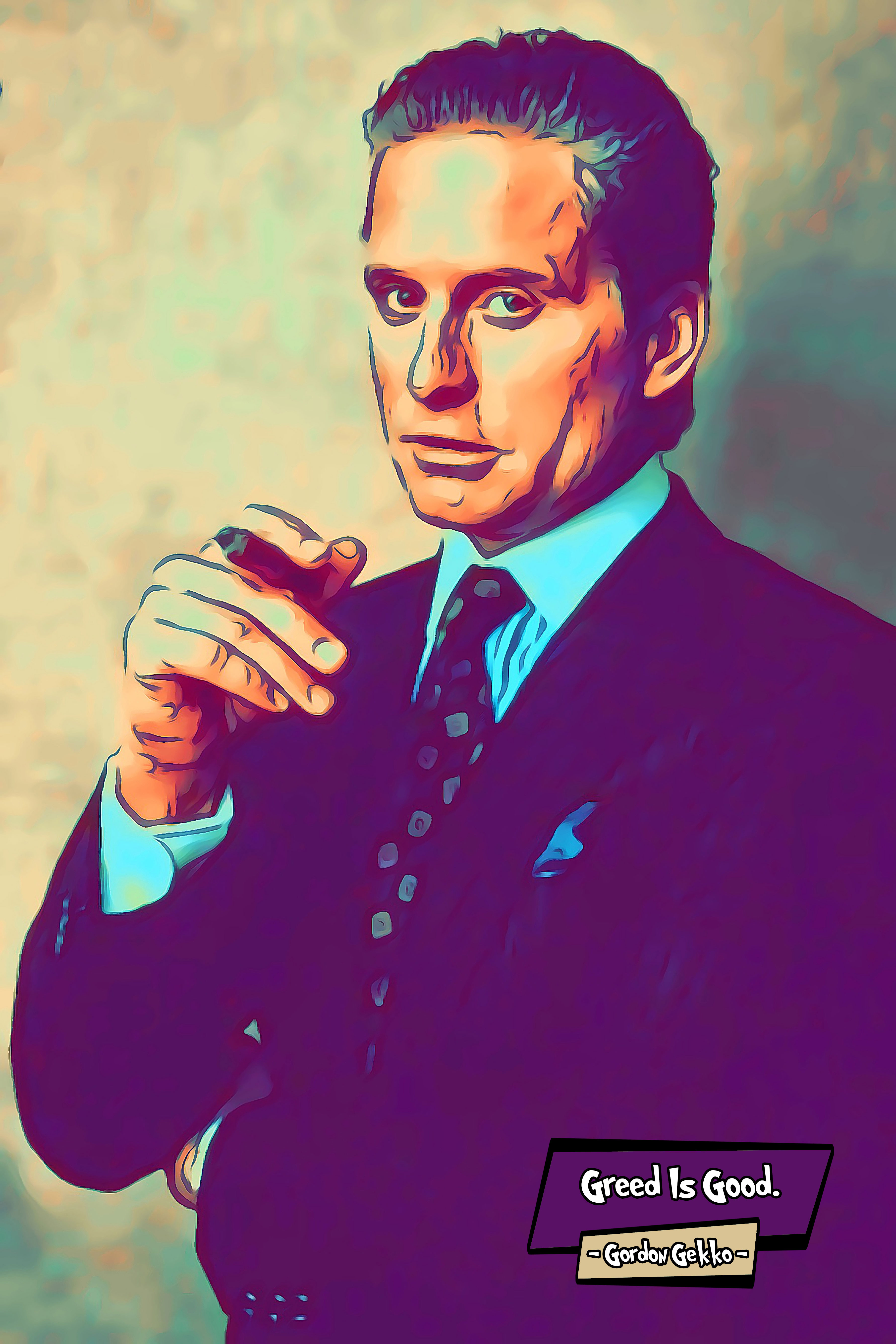 [GORDON GEKKO - WALL STREET]– Comic Icons Art (Available in 3 formats and 3 different sizes)