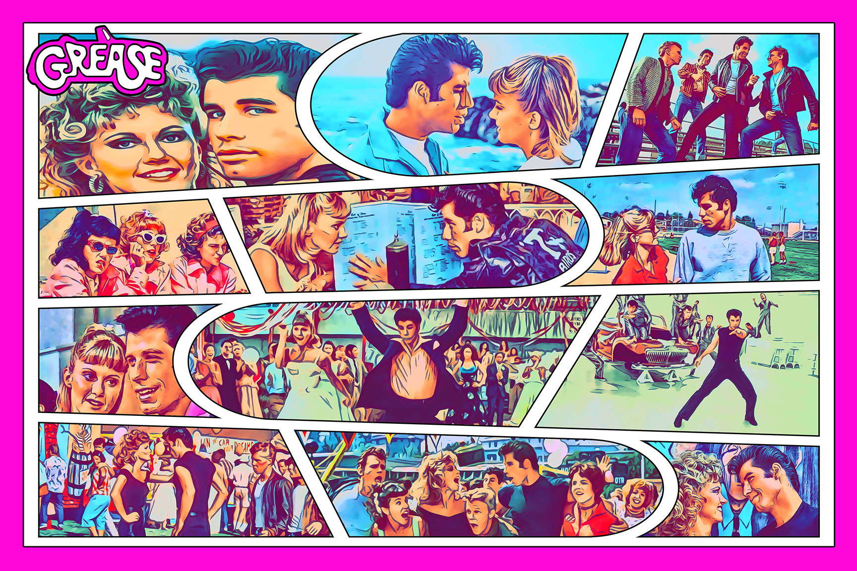 [GREASE] – Comic Strip Art (Available in 3 formats and 3 different sizes)