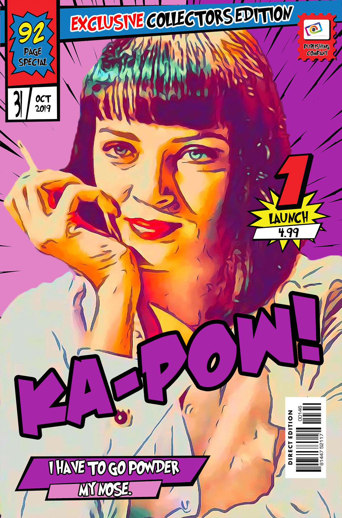 [MIA WALLACE - PULP FICTION] – Comic Book Cover Art (Available in 3 formats and 3 different sizes)