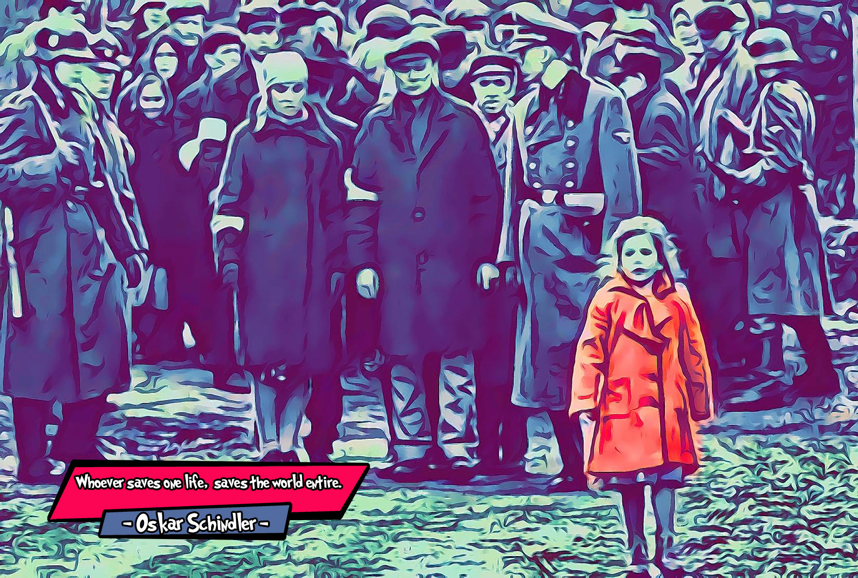 [GIRL IN THE RED COAT - SCHINDLERS LIST]– Comic Icons Art (Available in 3 formats and 3 different sizes)
