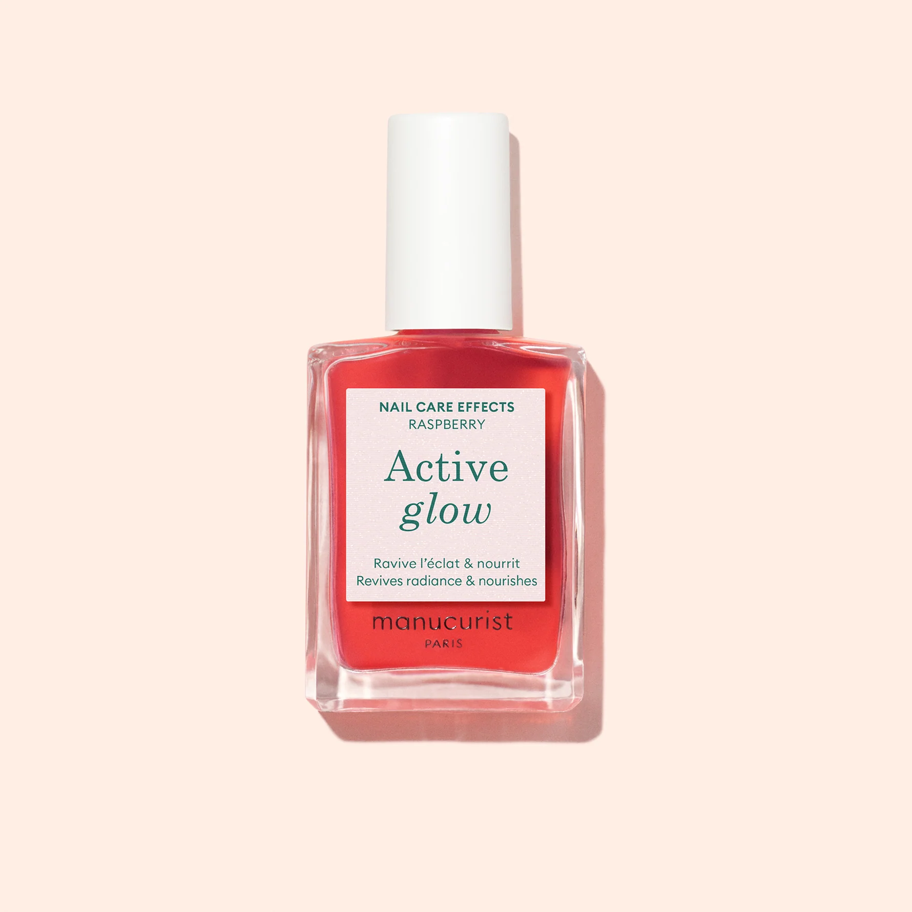 Manucurist Active Glow Raspberry- nagų stipriklis su atspalviu 15ml