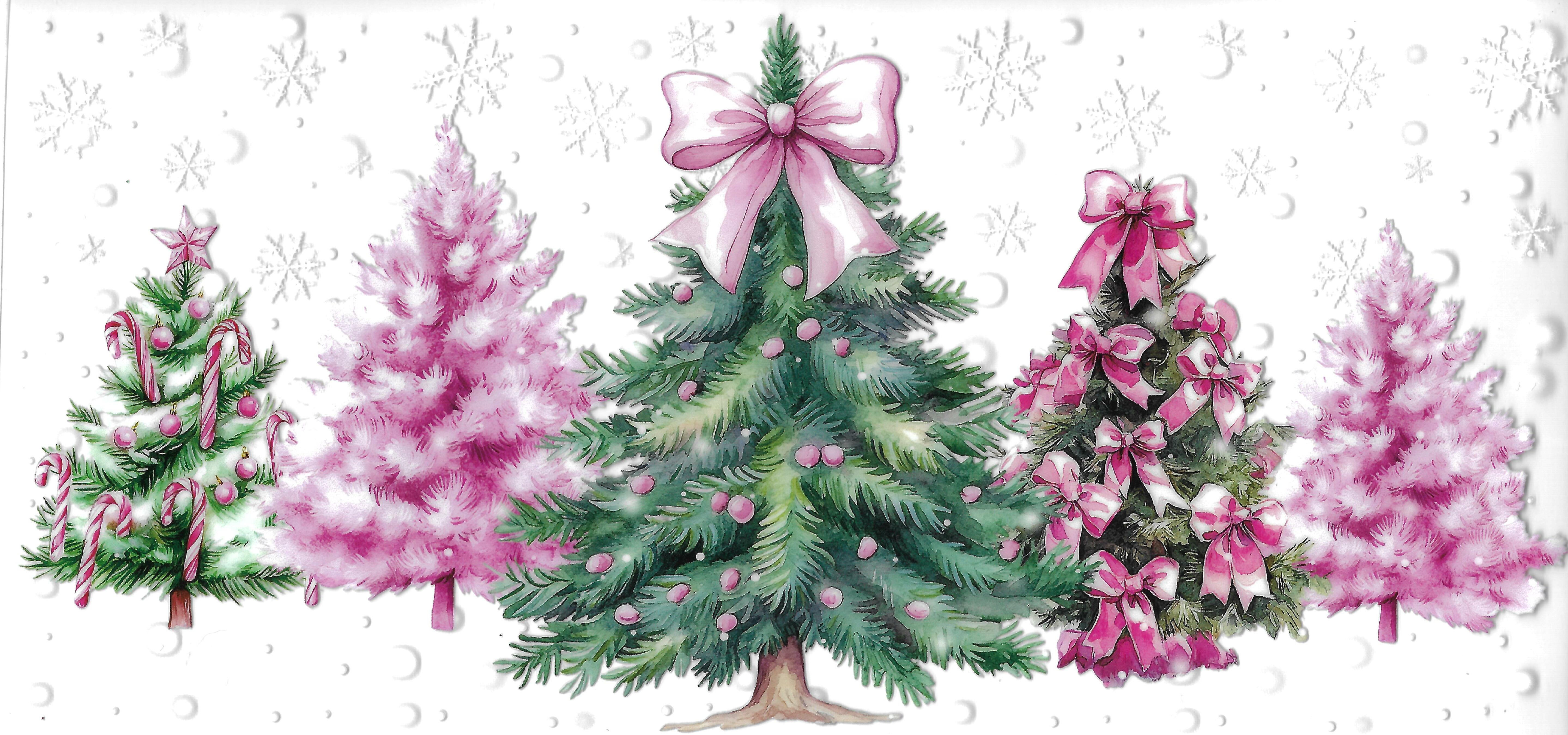Pink Christmas Trees with Pink Bows