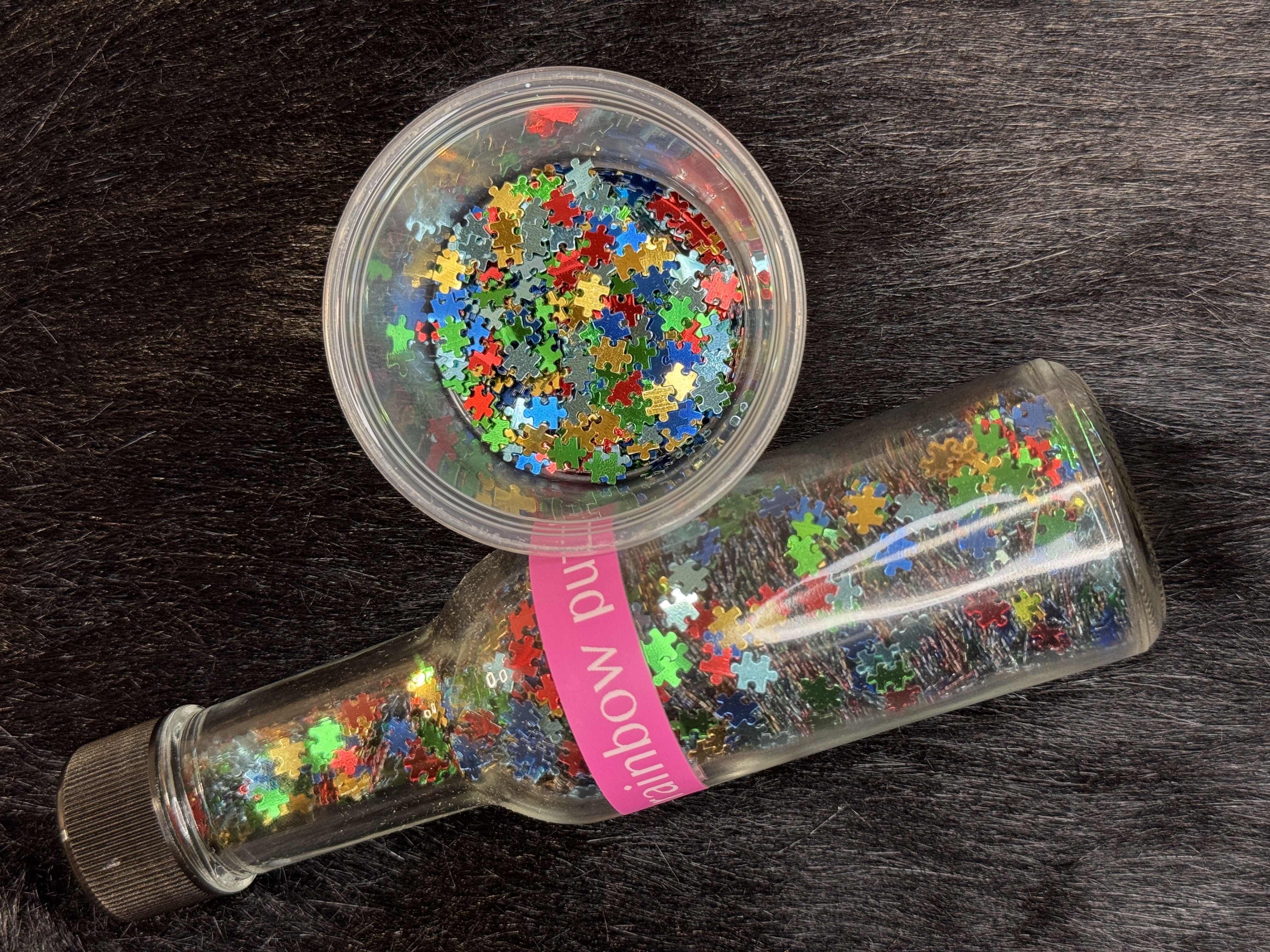 Rainbow Puzzle Pieces/ Autism Awareness - CHUNKY GLITTER