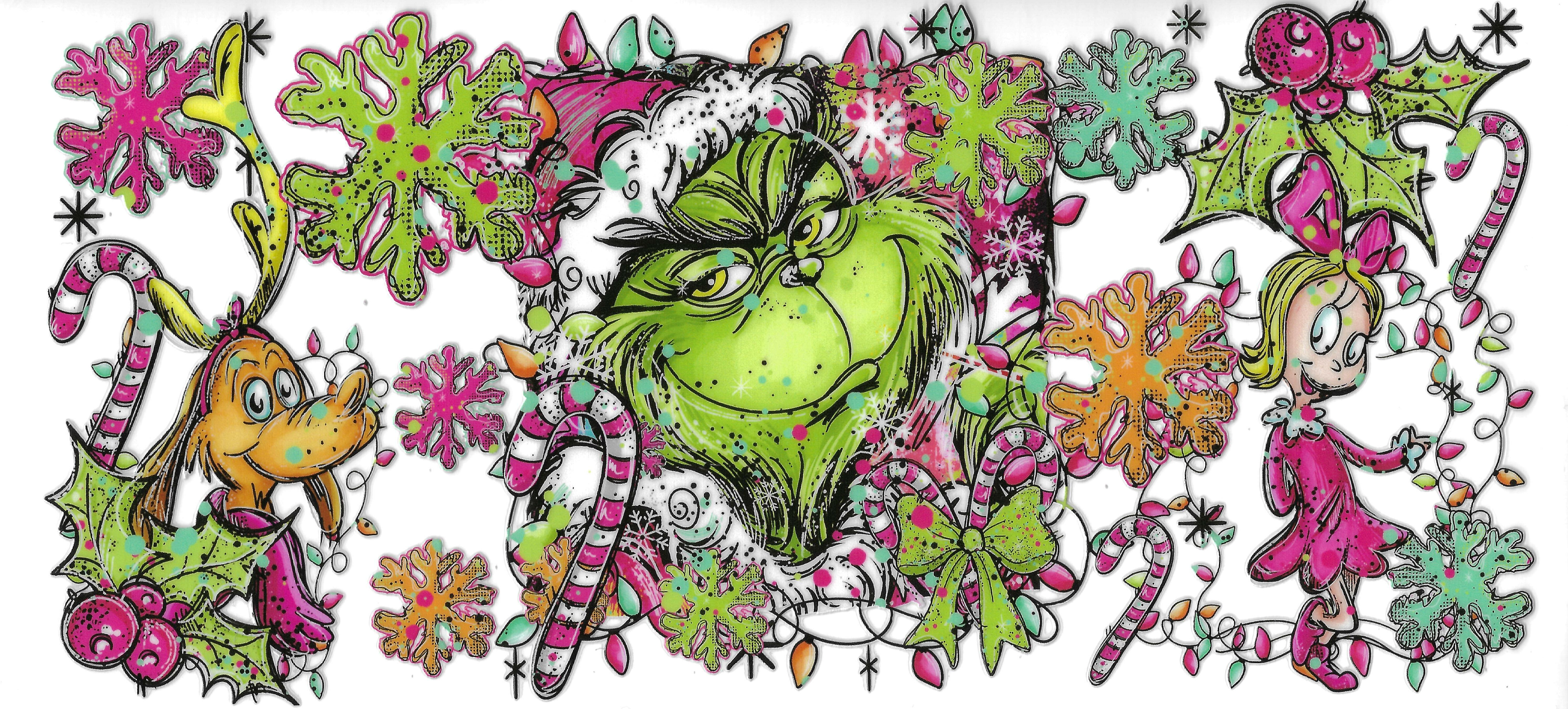 The Grinch Pink Candy Canes and Snow Flakes