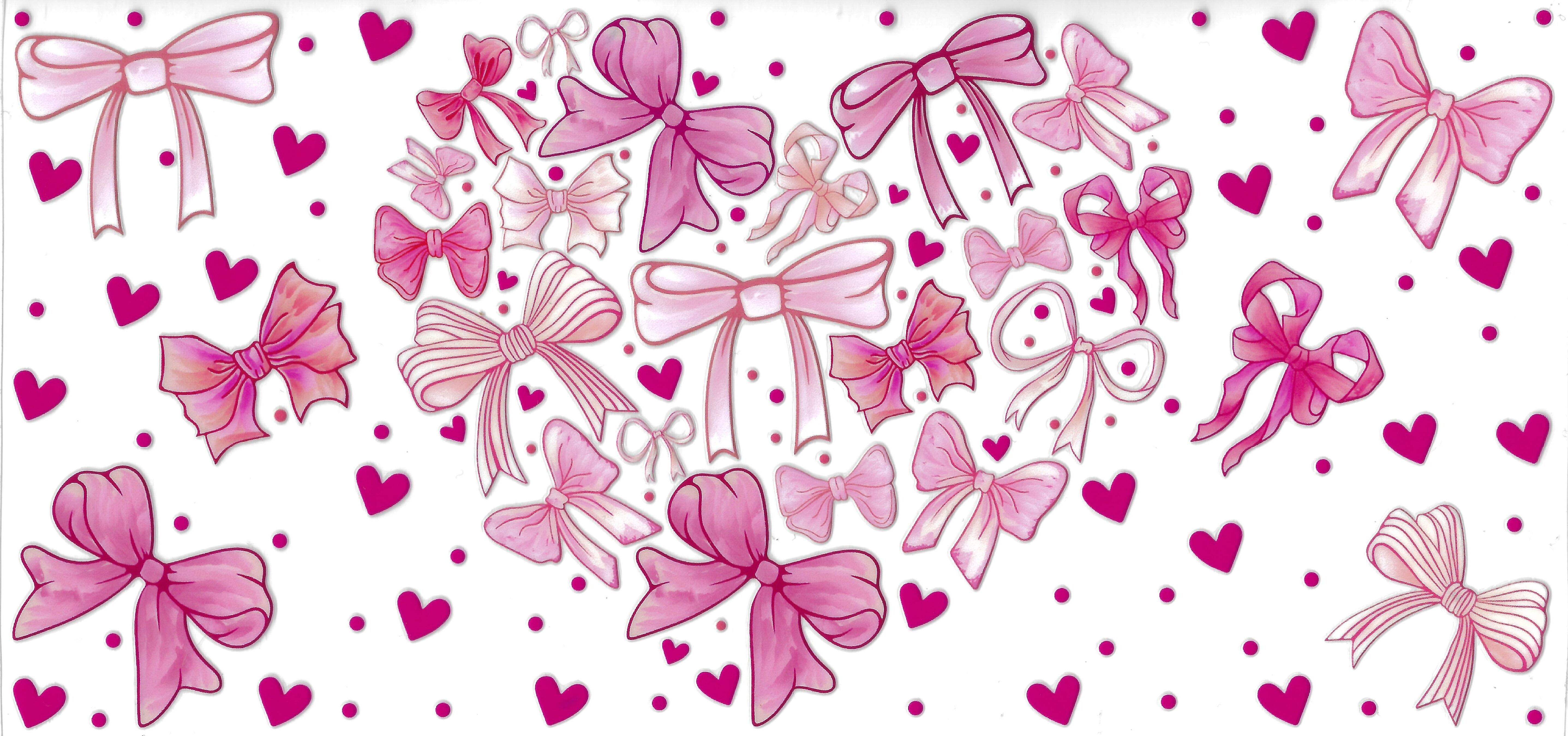 Pink Bows and mini hearts In a Heart Shape